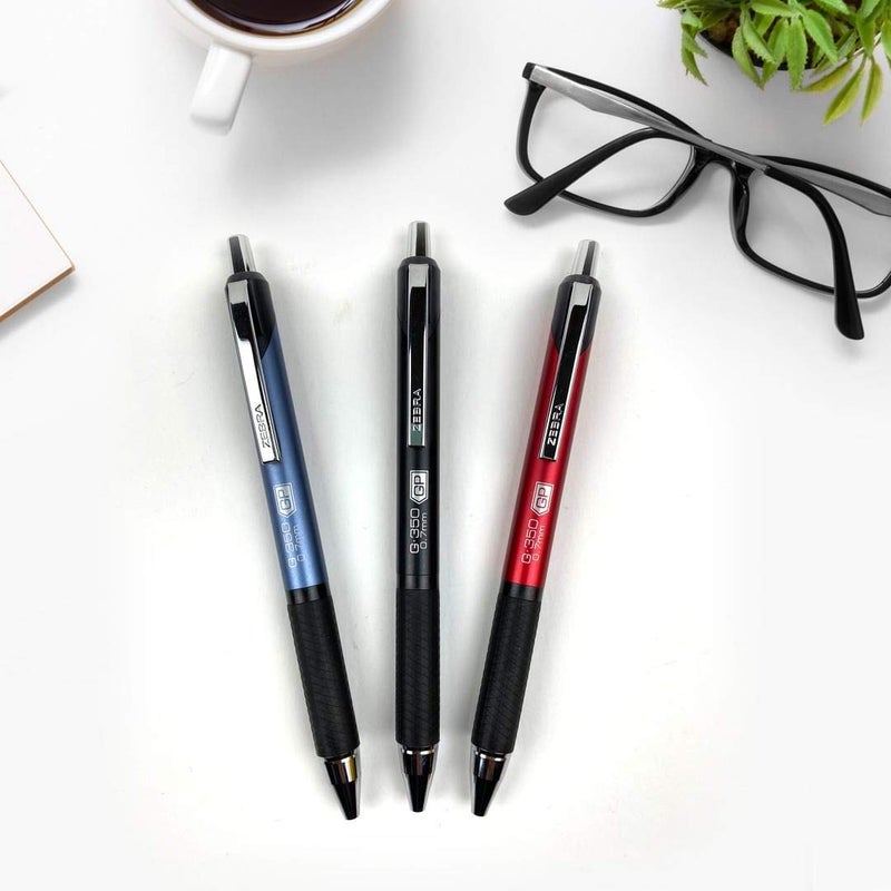 Zebra Pen G-350 Gel Pens 2-Pack, Black Ink, 0.7mm Medium Point, Cobalt Blue Premium Metal Barrel, Rapid Dry Ink, Textured Rubber Grip, Secure Metal Clip, Includes 2 Refills (40212) - Image 4
